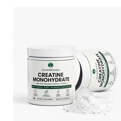 PowerFlow creatine monohydrate powder and scoop